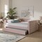 Baxton Studio Larkin Modern and Contemporary Pink Velvet Fabric Full Size Daybed with Trundle 187-11464-Zoro - alternate 5